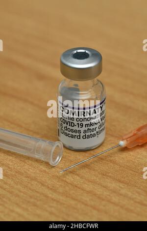 Une bouteille du concentré de vaccin Covid-19 de Pfizer utilisée pendant l'éclosion de la maladie de Delta en Nouvelle-Zélande Banque D'Images