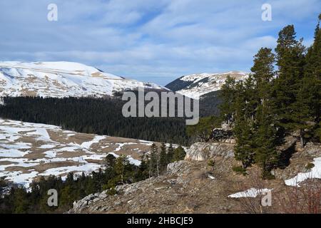 Plateau Lago-Naki en hiver, République d'Adygea, Russie Banque D'Images