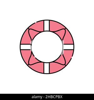 Icône de ligne de couleur de bouée de sauvetage.Elément vectoriel isolé.Pictogramme de contour pour la page Web, l'application mobile, la promotion Illustration de Vecteur