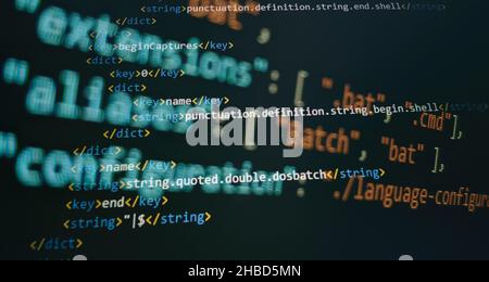 Code source de programmation HTML pour le développement de site Web. Les journaux du serveur d'analyse. Banque D'Images