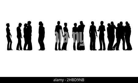 Silhouettes debout personnes sur le dos blanc Homme et femme parlant les uns aux autres 3D rendu Banque D'Images