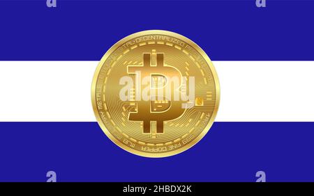 Drapeau Salvador et trame Bitcoin Banque D'Images
