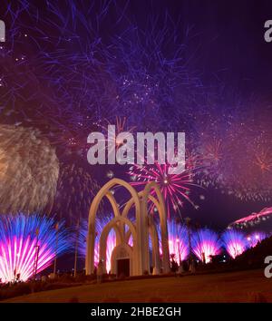 Feux d'artifice à Doha, QATAR Banque D'Images