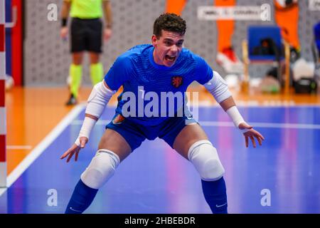 ZEIST, PAYS-BAS - DÉCEMBRE 19 : gardien de but Manuel Kuijk des pays-Bas pendant le match international du tournoi de Futsal masculin entre les pays-Bas et la Belgique au campus de KNVB le 19 décembre 2021 à Zeist, pays-Bas (photo de Marcel ter Bals/Orange Pictures) Banque D'Images