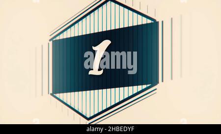 Graphique de la ligne de repère du compte à rebours 10 à 0.Nombre compris entre 1 et 10.Arrêter l'animation de mouvement avec du papier couleur.Compte à rebours de la ligne de repère du film avec les chiffres dessinés. Banque D'Images