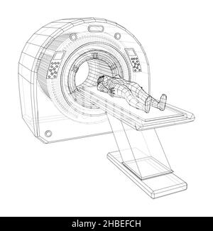 Patiente allongée sur un scanner CT ou IRM Banque D'Images