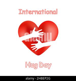 Cœur et mains symbolisant l'illustration du vecteur de la Journée internationale du Hug Illustration de Vecteur