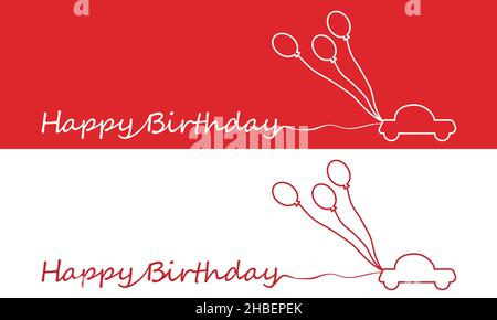Cartes de vœux vectorielles joyeux anniversaire de style plat Illustration de Vecteur