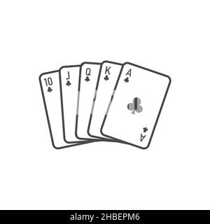Quinte flush des Clubs de Ten à ace - cartes vectorielles isolées sur fond blanc Illustration de Vecteur