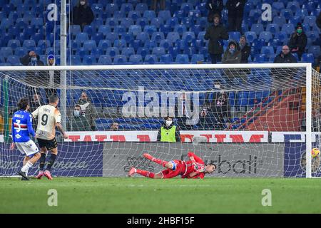 Genova, Italie.19th décembre 2021.Venezia objectif 1 - 1 pendant UC Sampdoria vs Venezia FC, italie football série A match à Genova, Italie, dicembre 19 2021 crédit: Agence de photo indépendante/Alamy Live News Banque D'Images