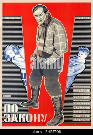 Affiche ancienne - Russie / Soviet.Stenberg Brothers (Vladimir, 1899-1982; Georgi, 1900-1933) - PAR LA LOI - 1926 Banque D'Images