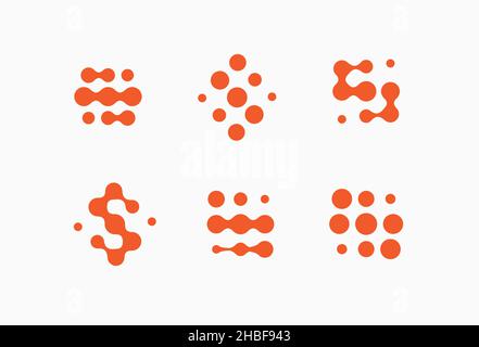 Ensemble de logos futuristes abstraits, boules connectées en forme de lettre C.Logotype science et technologie.Logos vectoriels modernes Illustration de Vecteur