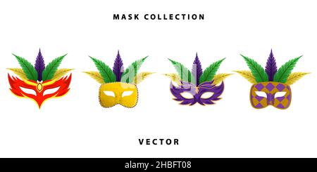 illustration du motif vectoriel de la collection de masques pour mardi gras Illustration de Vecteur