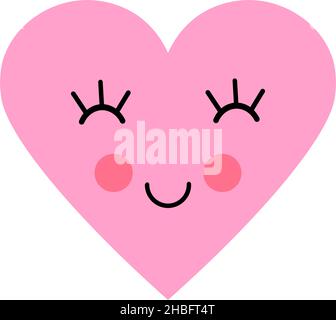 Mignon coeur emoji.Icône visage souriant.Soumiley.Carte postale de la Saint-Valentin.Forme de coeur tendance.Imprimé couleur pour vêtements, textiles et autres Illustration de Vecteur
