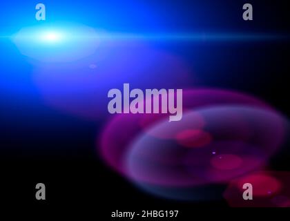 Effet rayons de soleil abstrait.Rayons cosmiques lumineux ou laser, flashs et particules de lumière brillantes avec lentille optique sur effet de pose sur fond noir vide.Photo de haute qualité Banque D'Images