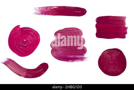 Pinceau rouge à lèvres ou peinture sur fond blanc vide.Cosmétiques ou colorants acryliques pour la décoration et le design.Photo de haute qualité Banque D'Images