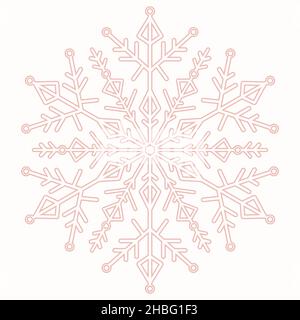 Vecteur ronde flocon de neige. Résumé de l'hiver l'ornement. Flocon rose Illustration de Vecteur