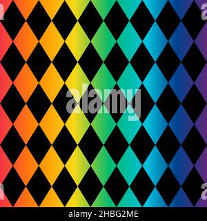 Motif sans couture.Arrière-plan noir avec des rhombus colorés .Illustration vectorielle Illustration de Vecteur