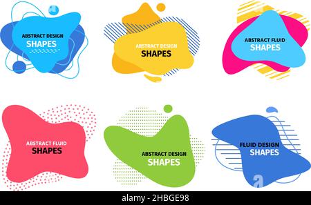 Formes abstraites de blob liquide formes modernes bannières conceptions.Forme fluide dynamique minimale avec motif.Ensemble de vecteurs de cadre, d'étiquette et de logo de transfert Illustration de Vecteur