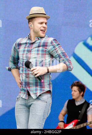 Olly murs se produit au T4 sur la plage de Weston Supermare le 10,2011 juillet. Banque D'Images