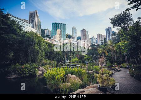 Une photo panoramique du temple Sik Sik Yuen Wong Tai Sin à Hong Kong Banque D'Images