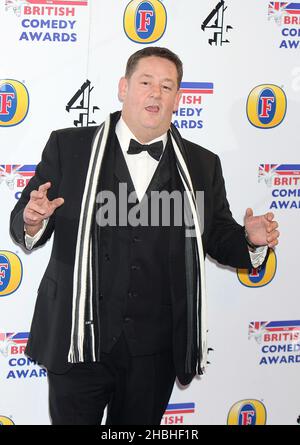 Johnny Vegas arrive aux British Comedy Awards aux Fountain Studios de Londres. Banque D'Images