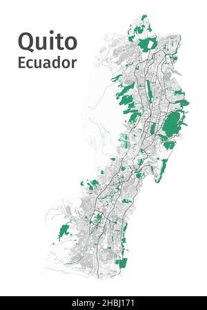 Carte vectorielle de Quito.Carte détaillée du quartier administratif de Quito.Panorama urbain.Illustration vectorielle libre de droits.Plan avec autoroutes, str Illustration de Vecteur