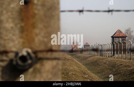 Oswiecim, Pologne.20th décembre 2021.L'ancien camp de concentration et d'extermination nazi-allemand Auschwitz II Birkeanu à Oswiecim un mois avant le 77th anniversaire de la libération.Le plus grand camp allemand de concentration et d'extermination nazi KL Auschwitz-Birkenau a été libéré par l'Armée rouge le 27 janvier 1945.(Image de crédit : © Damian Klamka/ZUMA Press Wire) Banque D'Images