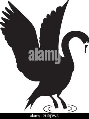 Illustration de silhouette de cygne isolée sur fond blanc, vecteur.Design minimaliste noir et blanc.Décalcomanies murales, art mural, illustrations Illustration de Vecteur