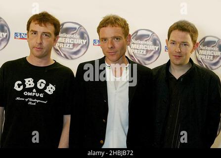 Belle et Sebastian participant au lancement de presse des Prix nationaux de la musique Mercury au Royal Commonwealth Club de Londres WC2. Banque D'Images