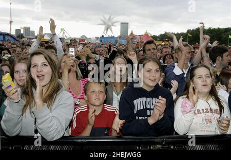 Fans de foule au festival sans fil O2. Banque D'Images