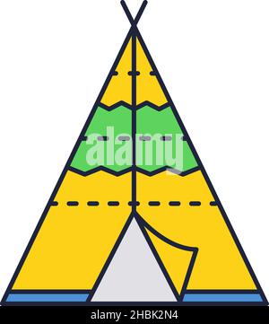 Wigwam tente vecteur indien teepee maison icône Illustration de Vecteur