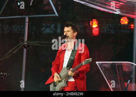 Muse en concert au stade Wembley à Londres. Banque D'Images