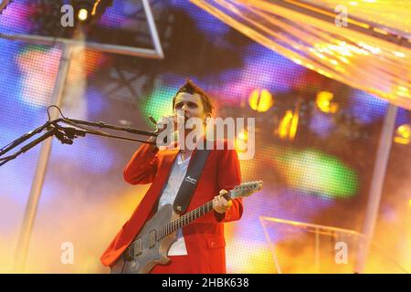 Muse en concert au stade Wembley à Londres. Banque D'Images