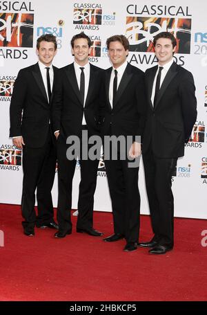 Blake arrive aux Classical Brit Awards 2008, qui se tiennent au Royal Albert Hall, à l'ouest de Londres. Banque D'Images