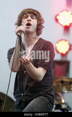 Les Kooks se sont spectacle au Festival de l'île de Wight 2008 au parc Seaclose sur l'île de Wight. Banque D'Images