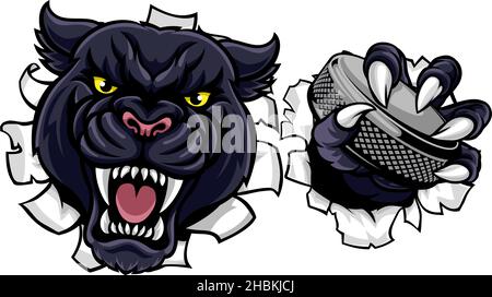 Panther de Hockey Sports Animal Mascot Illustration de Vecteur