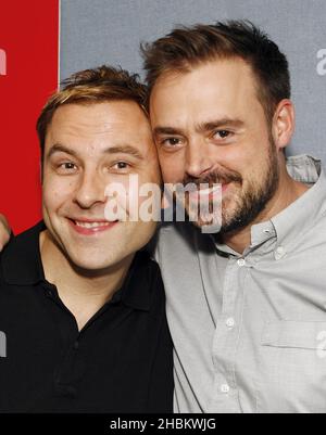 David Walliams à Heart radio avec Jamie Theakston dans le centre de Londres. Banque D'Images