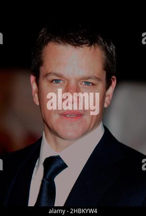 Matt Damon arrive à l'Invictus Premiere à l'Odeon, Leicester Square, Londres Banque D'Images