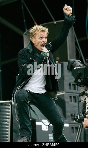 Billy Idol se produit sur scène au cours du jour 3 au 2010 Download Festival à Castle Donnington, Leicestershire. Banque D'Images