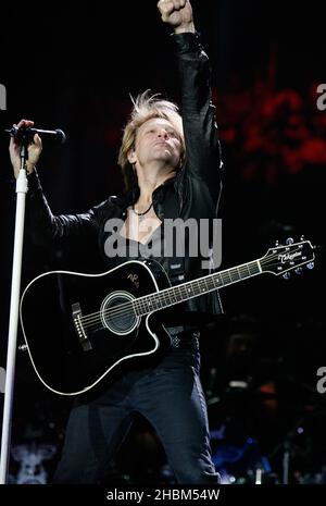 Jon bon Jovi se produit avec bon Jovi à la 02 Arena, Londres Banque D'Images