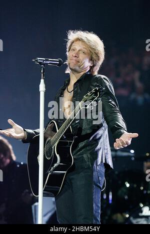 Jon bon Jovi se produit avec bon Jovi à la 02 Arena, Londres Banque D'Images