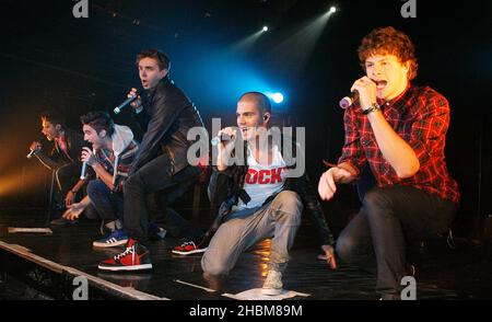 (R-L)Siva,JNathan,Max,Tom,James de The Wanted Perform sur scène à G-A-y Heaven, Londres Banque D'Images