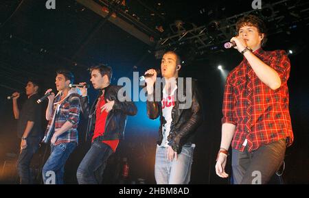 Siva, Tom, Nathan, Max et Jay de The Wanted Perform sur scène à G-A-y Heaven, Londres Banque D'Images