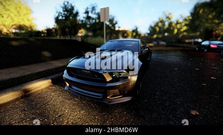 NEW JERSEY, ÉTATS-UNIS - 09 mars 2021: Ford Mustang GT voiture neuve peinte Banque D'Images