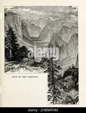 Vue sur le Yosemite 1880 du livre ' Discovery of the Yosemite, and the Indian War of 1851, qui a mené à cet événement ' par Lafayette Houghton Bunnell, 1824-1903 publié New York, Chicago, F.H.Revell Company 1892.Lafayette Houghton Bunnell (1824-1903) était membre du bataillon Mariposa, qui devint les découvreurs blancs de la vallée de Yosemite en 1851, lorsqu'ils ont fouté à la recherche de chefs tribaux amérindiens impliqués dans de récentes raids sur les colonies américaines.Plus tard, le Dr Bunnell a servi comme chirurgien pendant la guerre civile.Découverte du Yosemite et de la guerre indienne de 1851 (à l'origine pub Banque D'Images