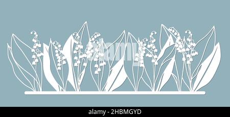 Iilies de la ligne de vallée.Modèle pour découpe au laser et traceur.Fleurs, feuilles pour la décoration.Illustration vectorielle.Autocollant fleurs. Traceur et s Illustration de Vecteur