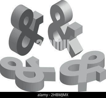 Esperluette isométrique.Modèle pour la création de logos, d'emblèmes, de monogrammes.Noir et blanc.Illustration du symbole 3D art Illustration de Vecteur