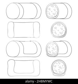 Jeu d'illustrations en noir et blanc avec punschrulle, dammsugare.Objets vectoriels isolés sur fond blanc. Illustration de Vecteur