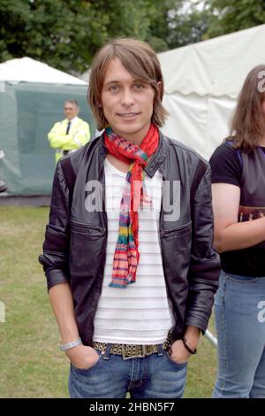 Mark Owen est en coulisses au BRMB Party à The Park, Birmingham, Royaume-Uni.5th juillet 2003. Banque D'Images